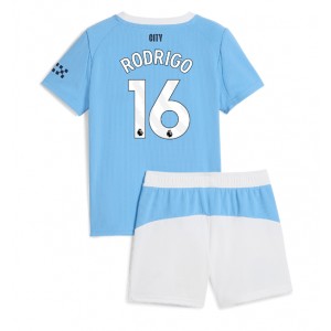Fotbalové Dres Manchester City Rodri Hernandez #16 Dětské Domácí Oblečení 2025-26 Krátký Rukáv (+ trenýrky)